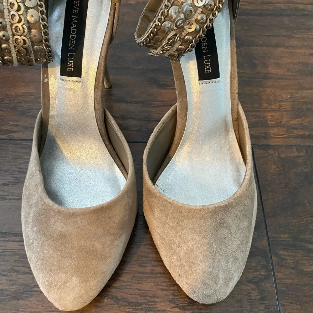 Steve Madden, Steve Madden Luxe Fiona, Tan Suede Heels, Size 8.5